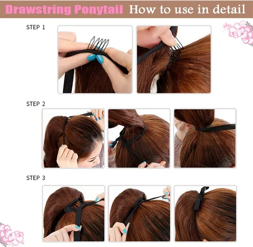 Vista 6 de HIHELO 1 paquete de extensiones de cola de caballo largas onduladas sintéticas naturales con cordón de extensión de cola de caballo para mujer 005