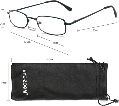 Vista 4 de 5 pares de lentes de lectura rectangulares de metal para hombres y mujeres, multicolor