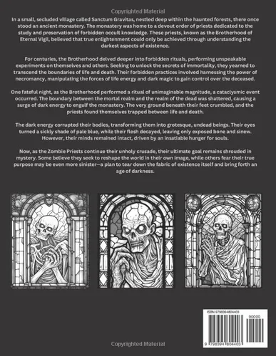 Vista 2 de Stained Glass Zombie Coloring Book for AdultsThe Monastery of Sanctum Gravitas Zombie coloring fun for Stress Relief & Relaxation