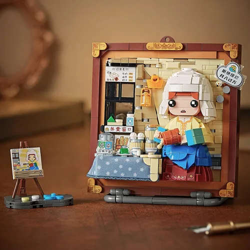 Vista 2 de MEIEST Mini bloques de construcción lindo juego de modelo de pintura 3D, colección creativa de estereografía de partículas de simulación