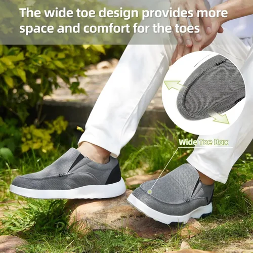 Vista 8 de OrthoComfoot Zapatos ortopédicos cómodos sin cordones para hombre con soporte de arco, mocasines ortopédicos para fascitis plantar, zapatos de lona