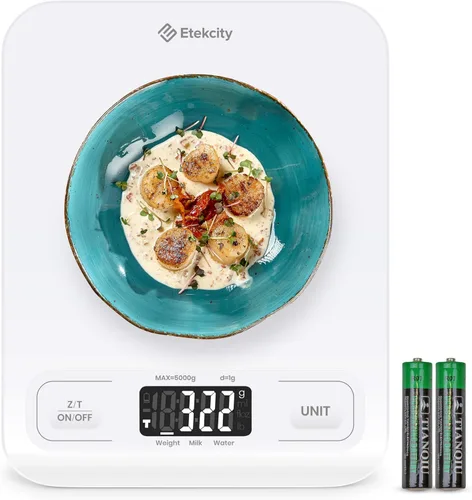 Vista 19 de Etekcity - Báscula de cocina digital de 22 lb, pesa gramos y onzas - Herramienta recargable e impermeable para pérdida de peso, cocina, repostería