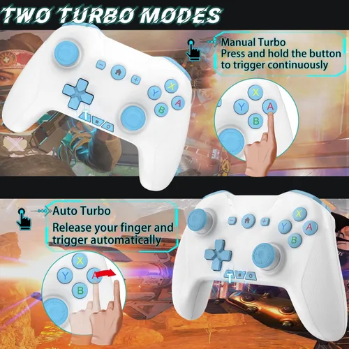 Vista 2 de Bluetooth Controller Wireless for SwitchPhonePCAndroidIOSMACTV, Remote Game Controller with Custom Programmable ButtonWake UpTurboScreenshotGyro