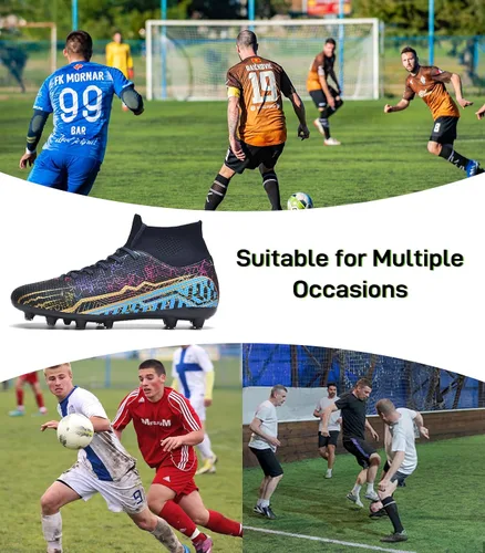 Vista 6 de Botas de fútbol unisex para hombre y mujer, FGAG, para interiores y exteriores, césped firme, picos altos, para entrenamiento profesional