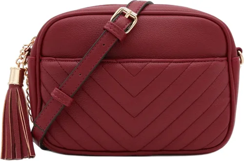 Vista 24 de Bolsa cruzada para cámara con acolchado en zigzag de FashionPuzzle con correa de cadena y borla Negro