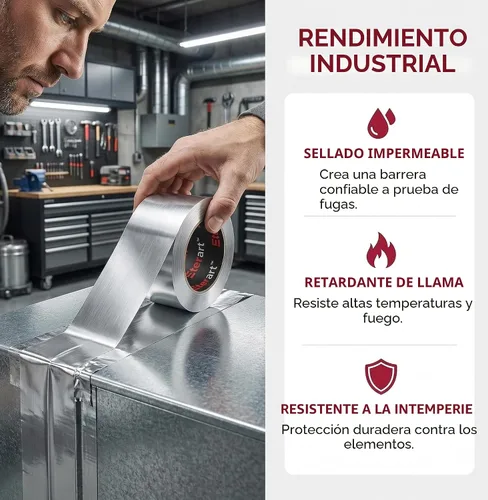 Vista 6 de ETERART Cinta adhesiva de papel de aluminio, sello de alta temperatura para HVAC, 2 "x 20Yds