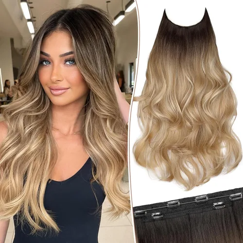 Vista 53 de KooKaStyle Extensiones de Cabello con Alambre Invisible, Largas, Lacias, en Capas, Sintéticas con Alambre Transparente, Tamaño Ajustable, 6 Clips