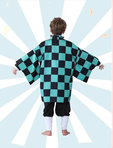 Vista 7 de Hotiego Tanjir Kamado Cosplay Costume Demon Cosplay Outfits Cape Anime Costume Halloween Costumes for Boys Girls
