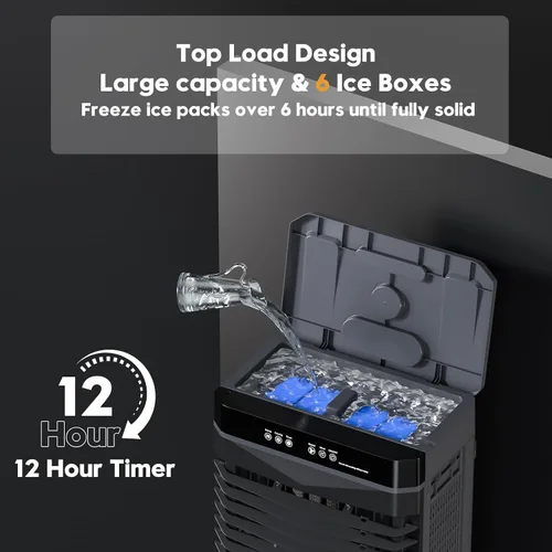 Vista 7 de Auertech Enfriador de aire evaporativo, enfriador de pantano de 1800 CFM con tanque de agua de 5.3 galones y 6 paquetes de hielo, 3 modos y 3