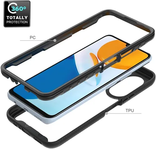 Vista 3 de Funda protectora para Honor X7, protección de doble capa para Honor X7, parachoques delantero de PC + cubierta trasera antideslizante combinación