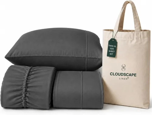 Vista 85 de CLOUDSCAPE LINEN 400TC 100% Egyptian Cotton Luxury Twin Bed Sheets - White