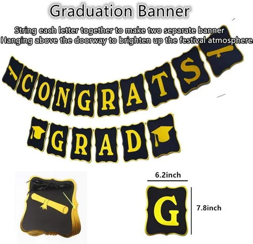 Vista 2 de Suministros de decoración para fiestas de graduación 2023 [45 piezas] – Juego de pancartas de globos de graduación LEWOTE 2022