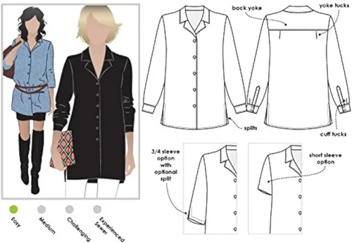 Vista 4 de Patrón de costura estilo arco - Jane Over Shirt (tallas 04-16)