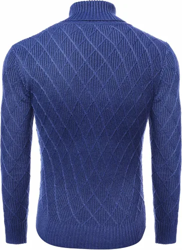 Vista 3 de COOFANDY Suéter de cuello alto para hombre, de punto grueso, de algodón