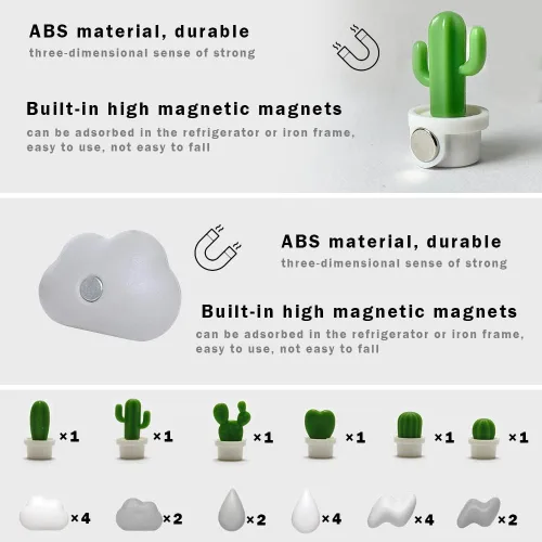 Vista 2 de Imanes magnéticos para refrigerador de plantas, bonitos adhesivos decorativos para el hogar, oficina, cocina, casa (19 unidades)