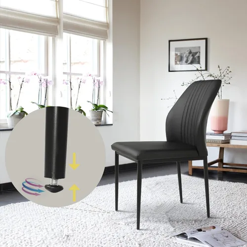 Vista 8 de ZckyCine Silla de comedor de piel sintética, silla de sala de estar, moderna silla auxiliar sin brazos de cocina con patas de metal