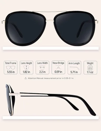 Vista 4 de BIRCEN Gafas de sol polarizadas para mujer con protección UV - Sombras retro espejadas con montura de acetato BC2001