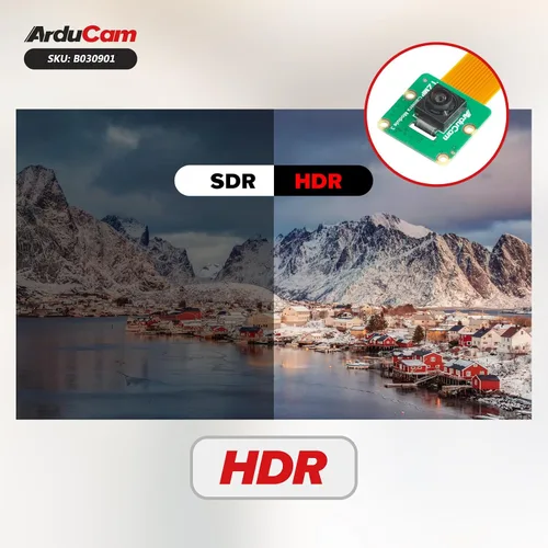 Vista 2 de Arducam para Raspberry Pi Camera Module 3, 12MP IMX708 102 ° (H) Cámara HDR de enfoque fijo gran angular para Raspberry Pi 5, 4/4B, 3/2/Zero W