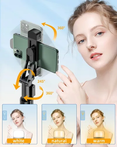 Vista 7 de TVACHE Soporte para teléfono y trípode para selfie de 67 pulgadas extensible todo en uno trípode portátil de aluminio para teléfono celular