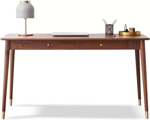 Vista 8 de Escritorios de oficina de nogal para computadora, escritorio de escritura con cajón, mesa de oficina para el hogar, sala de estar, dormitorio
