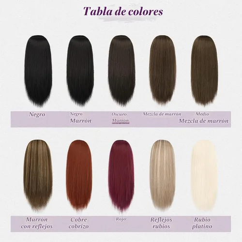 Vista 6 de BARSDAR Extensión de cola de caballo de color castaño rojizo recta, 16 pulgadas, extensión de cola de caballo de jengibre, extensión de cola