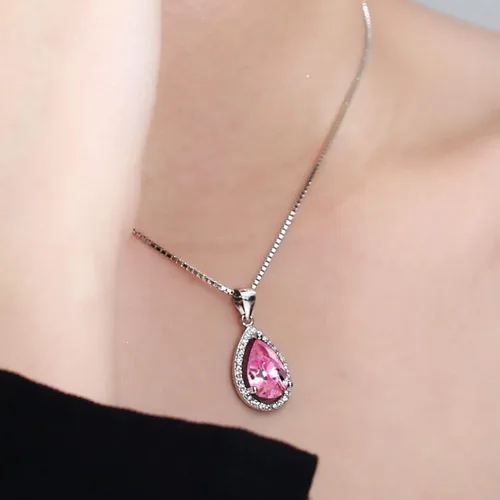 Vista 3 de JIANGXIN Teardrop Birthstone 925 Sterling Silver Rhodium Plated Gemstone Jewelry Set for Women Stud Earring Pendant Necklace 1618inch Italian Box