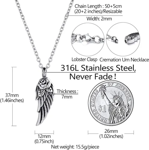 Vista 5 de Richsteel - Collar de urna de acero inoxidable, chapado en oro de 18 quilates, para cenizas humanas, resistente al agua, diferentes diseños
