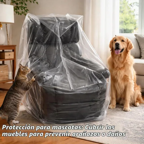 Vista 4 de Wowfit Funda para Muebles a Prueba de Polvo Bolsa de Mudanza para Sillas, Sillones Reclinables y Cajas – Plástico Transparente e Inodoro - 4mil