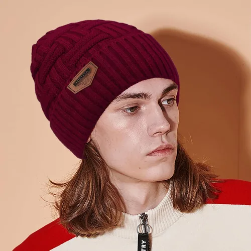 Vista 19 de Loritta Gorro de invierno cálido de punto grueso y holgado para hombre