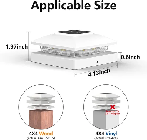 Vista 3 de APONUO Paquete de 20 luces solares de poste de 4 x 4, IP64, impermeables Blanco