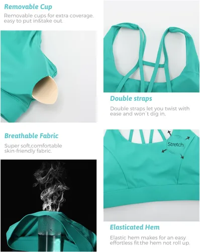 Vista 111 de Brasieres deportivos para mujer, con relleno, tipo camiseta sin mangas, sexis, con espalda cruzada, de alto impacto, largos, ideales para practicar