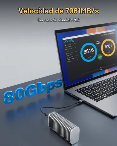 Vista 5 de TERRAMASTER Carcasa SSD Pro D1 SSD Pro 80Gbps M.2 NVMe (sin disco)