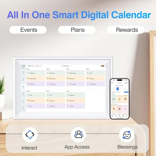 Vista 2 de Calendario digital de 15.6 pulgadas, calendario de pared con pantalla táctil, calendarios electrónicos para organizador familiar, sincronización