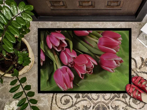 Vista 3 de Caroline's Treasures APH5048JMAT - Felpudo de tulipanes rosados de 24 x 36 pulgadas, para interiores y exteriores, para entrada, antideslizante