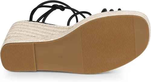 Vista 6 de Allegra K Sandalias de plataforma para mujer con tacón de cuña y tiras