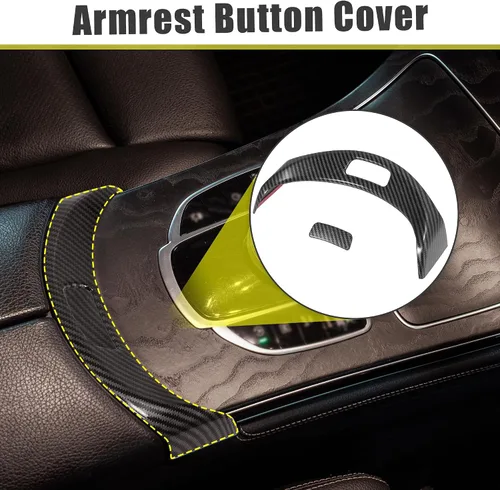 Vista 2 de X AUTOHAUX Cubierta de interruptor de botón de consola central interior con patrón de fibra de carbono para Mercedes Benz Clase C W205 GLC Class
