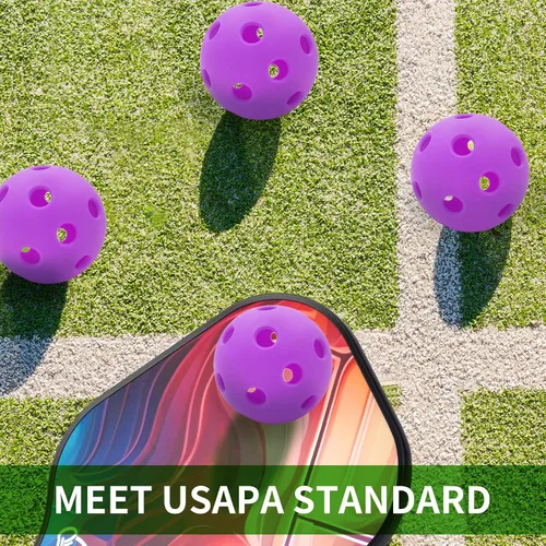Vista 3 de Pelotas de pickleball para interiores, 26 agujeros, aprobadas por USAPA, paquete de 4 bolas de pepinillo de alto rebote, regalos de pickleball