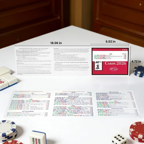Vista 2 de Tarjeta Mah Jong 2026, reglas de gran tamaño versión revisada - 4 piezas