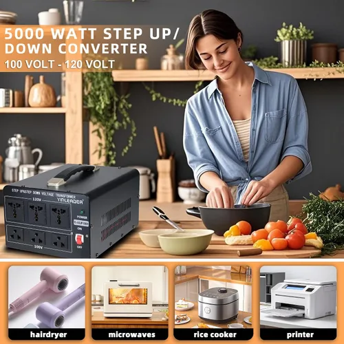 Vista 9 de 500W US al convertidor de voltaje de Japón 120V a 100V transformador reductor