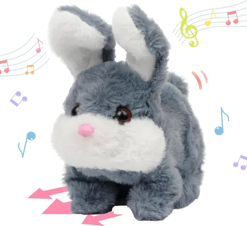 Vista 51 de Hopearl - Conejo saltarín con campana, interactivo, mascota electrónica de peluche con sonidos y movimientos, orejas que se mueven y nariz que se