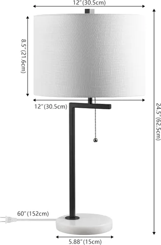 Vista 3 de JONATHAN Y Lámpara de mesa moderna de mármol negro de 24.5 pulgadas para dormitorio, lámpara de escritorio lineal para sala de estar, oficina