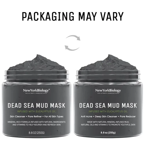 Vista 8 de Máscara de barro del Mar Muerto de New York Biology para rostro y cuerpo con eucalipto Refinador de poros de calidad de spa para piel grasa