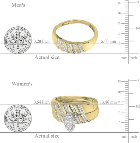 Vista 4 de Dazzlingrock Collection Anillo de compromiso de 0.35 quilates (ctw) con diamantes blancos redondos para hombre y mujer, conjunto de trío de 13 CT