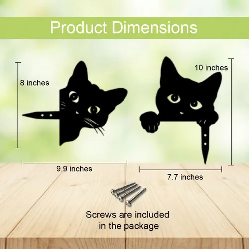 Vista 6 de Black Cat Fence Decor Metal Cats Yard Art Outdoor and Garden, Metal Cats Silhouette Garden Decor for Outside Lawn Patio Courtyard, Cute Kitty Fence