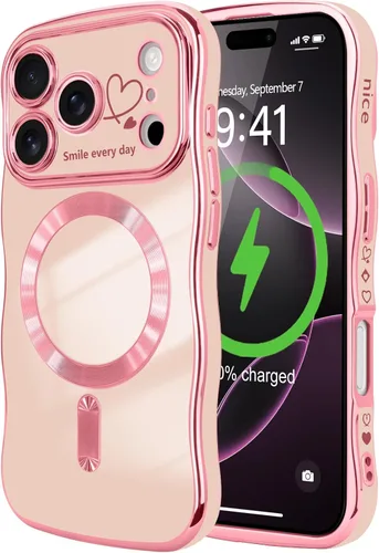 Vista 50 de LCHULLE - Funda magnética para iPhone 13 para mujeres y niñas, con forma ondulada, color azul bebé
