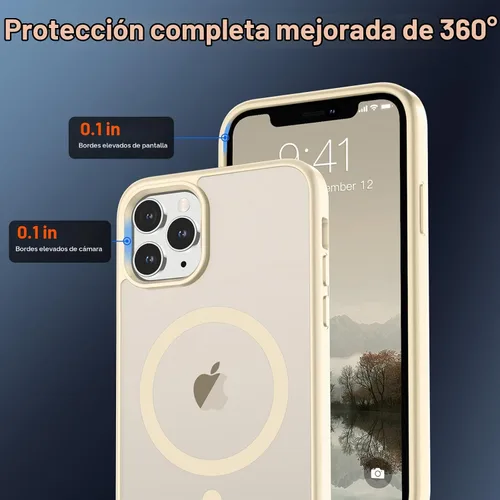 Vista 4 de SUPFINE - Funda magnética para iPhone 11 Pro Max, color blanco antiguo