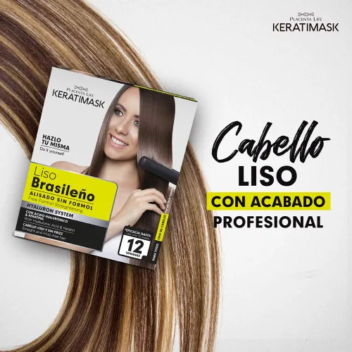 Vista 14 de KIT DE ALISADO BRASILEÑO DE PLACENTA LIFE KERATIMASK con queratina y ácido hialurónico - Tratamiento de queratina - Obtén un cabello perfectamente