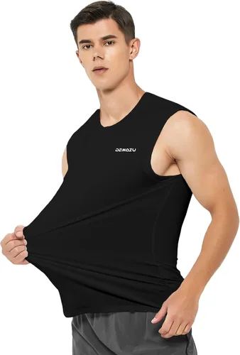 Vista 2 de DEMOZU Camiseta de natación sin mangas para hombre de secado rápido atlética correr gimnasio playa camiseta sin mangas grande y alta