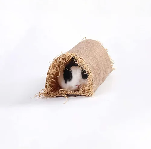 Vista 9 de Hemobllo Cómodo conejo hierba nido suministros para mascotas conejillo de indias túnel nido conejito juguete