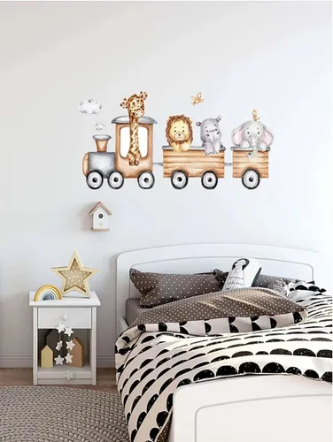 Vista 8 de DANRACAL - 2 calcomanías de arcoíris para pared, diseño de safari y selva, decoración de habitación de bebé, decoración de habitación de niños